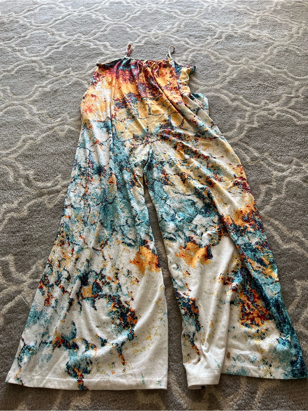 Abstract Print Wide-Leg Jumpsuit in Multicolor
